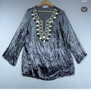 Boston Proper Silver Embellished Tunic size M